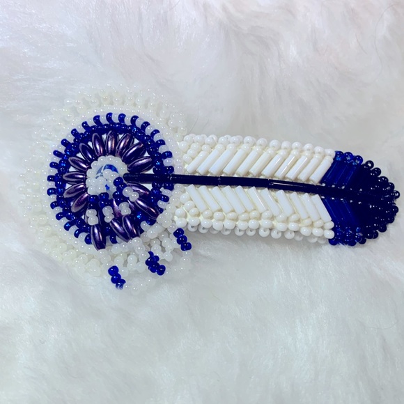 💝 Native American Beaded Hair Clip Barrette Handmade - Picture 1 of 3